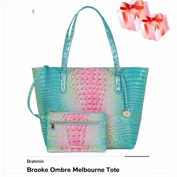 BRAHMIN BROOKS TOTE Cotton Candy Ombre Melbourne Genuine Leather NWT